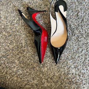 Christian Louboutin Patent leather Clare 80mm sling back .